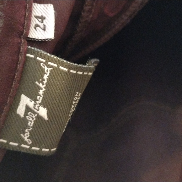 Women's 7 for all mankind zipper  burgundy cropped skinny 24 - Picture 5 of 10